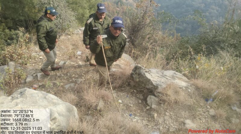 पोखरी ब्लॉक के भालू प्रभावित क्षेत्रों में वन कर्मियों की दिन-रात गश्त जारी