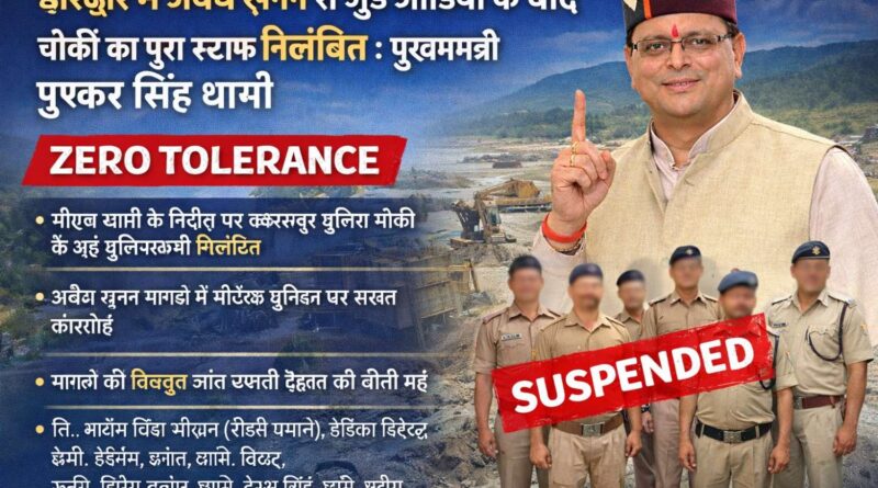 अवैध खनन को लेकर इकबालपुर चौकी के सभी पुलिसकर्मी निलंबित