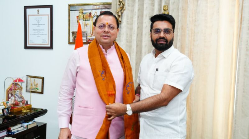 मुख्यमंत्री से मिले भाजपा युवा मोर्चा प्रदेश अध्यक्ष विपुल मैन्दोली