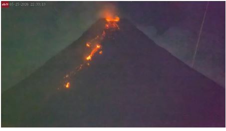 A Fiery Visitor From Space Photo-Bombs an Erupting Volcano