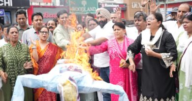केंद्रीय मंत्री के बयान के विरोध में महिला कांग्रेस का प्रदर्शन, पुतला फूंका