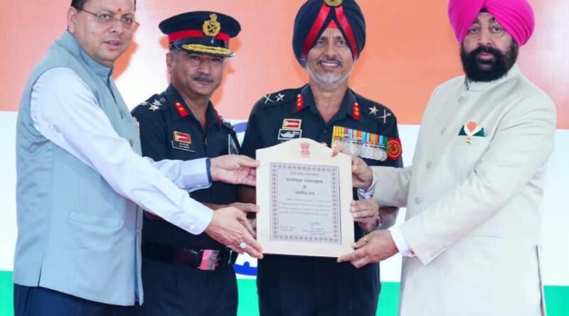 प्रदेश के प्रति उत्कृष्ट योगदान पर उत्तराखंड सब एरिया को राज्यपाल की प्रशंसा