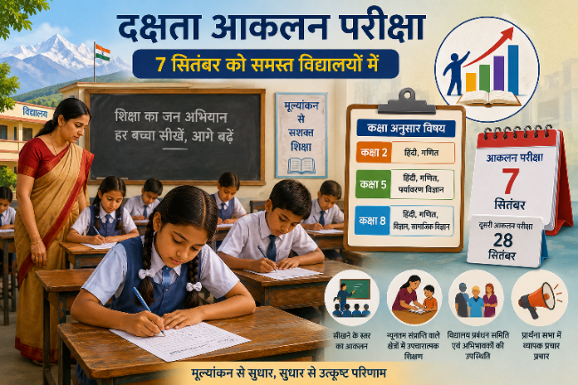 चमोली के सभी विद्यालयों में 7 सितंबर को होगी दक्षता आकलन परीक्षा