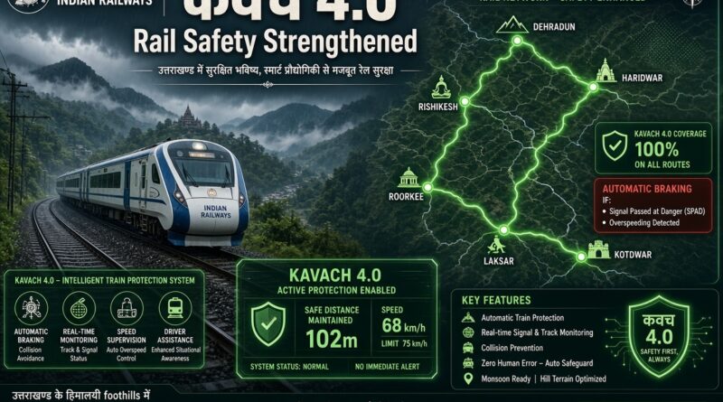 मुरादाबाद रेल मंडल के 712 किलोमीटर रेलमार्ग पर लगेगा ‘कवच 4.0’, उत्तराखंड के प्रमुख रेलमार्गों की सुरक्षा भी होगी मजबूत
